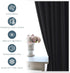PONY DANCE Black Short Length Curtains for Kitchen, 2 Pieces, Solid Half Window Tiers, 29 x 24 inches