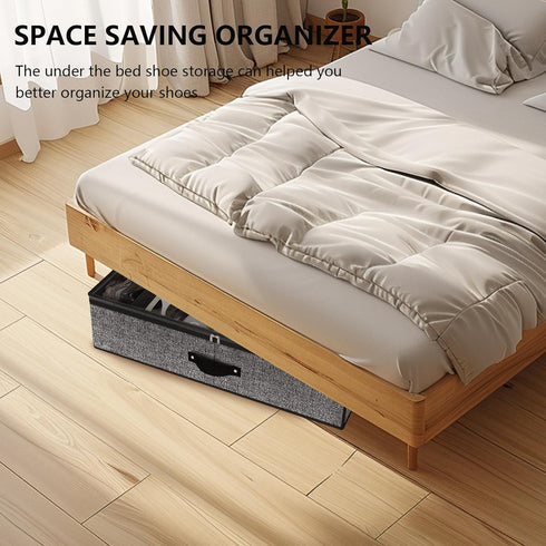 Under Bed Shoe Storage Organizer for Closet - Fits 24 Pairs, Sturdy Underbed Shoe Storage Box Bins, Set of 2