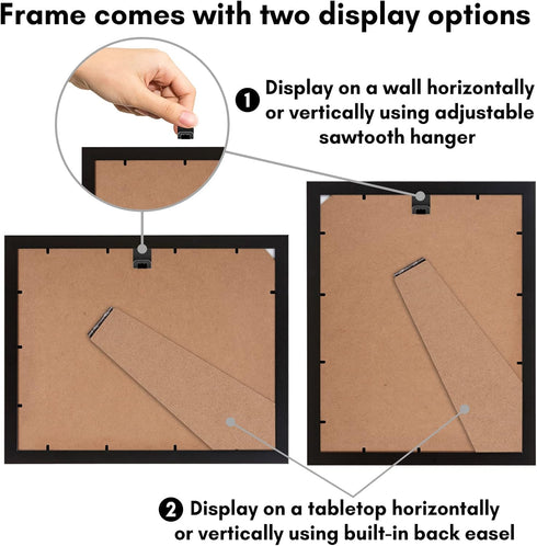 Americanflat 9x12 Picture Frame - Shatter-Resistant Glass, Gallery-Style Engineered Wood Photo Frame in Black