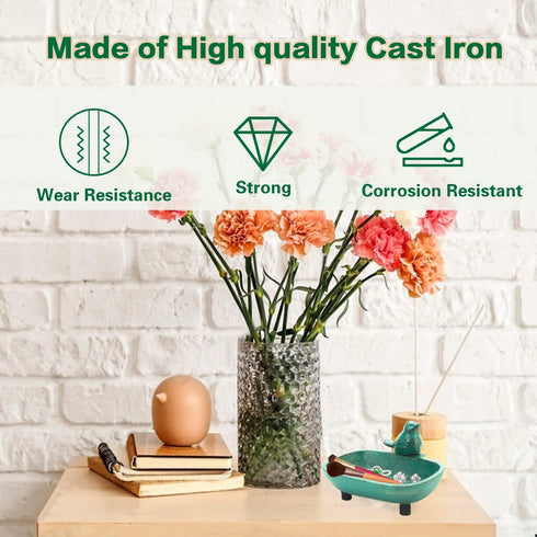 Sungmor Heavy Duty Cast Iron Hand Soap Holder, Antique Green Finish, Decorative Tabletop Soap Dish Tray