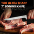 TUO Boning Knife, 7 inch Fillet Knife, German HC Steel Blade for Poultry & Fish, Full Tang Pakkawood Handle, BLACK HAWK