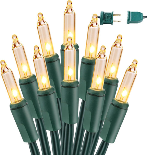 BrizLabs Clear Christmas Lights Outdoor 300 Count 69.6ft Incandescent Christmas Lights Connectable