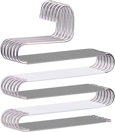 devesanter 6 Pack Non-Slip S-Shape Pants Hangers, Stainless Steel Closet Storage Organizer for Trousers, Jeans, Scarf -