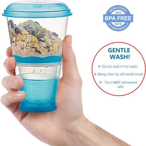 Pogah Cereal On The Go, Cup Container Breakfast Drink Milk Cups Portable Yogurt and Travel To-Go Food Containers