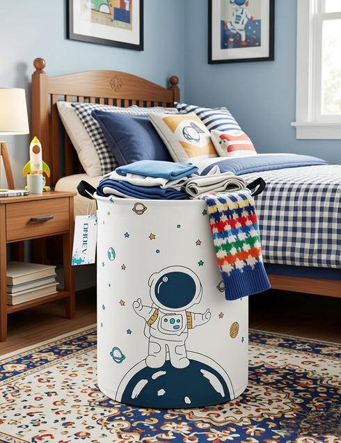 ONOEV 19.7inch(H) 15.7inch(D) Round Fabric Storage Bin,Decorative Basket,Organizer Basket with Handles,for Clothes