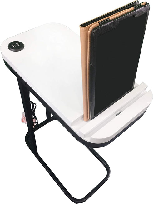 Leisure Space 18" 10" 24H Side Table SeetableSlot with USB Charging Ports CShaped Sofa Side Table with Device Slot