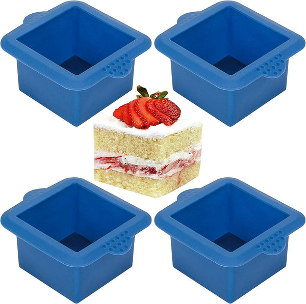 Webake Silicone Square Mold 3x3 Inch Mini Cake Pan, Pack of 4 for Individual Portion Baking Molds