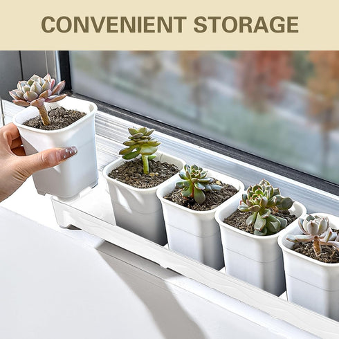 JoyHuaTrade 5 16 4.5 1.6 Inch PCS Plastic Plant Tray Saucer, Rectangular Windowsill Plant Drainage Stand for Indoors