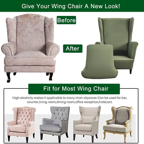 2 CRFATOP Polyester Wing Chair Covers Piece Stretch Wingback Chair Slipcover Solid Wingback Armchair Covers