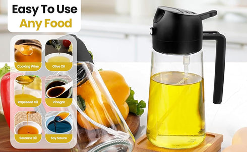 2 1 16oz/470ml in Oil Sprayer & Dispenser for Cooking | Glass Olive Oil Sprayer with Brush | Oil Spray Bottle