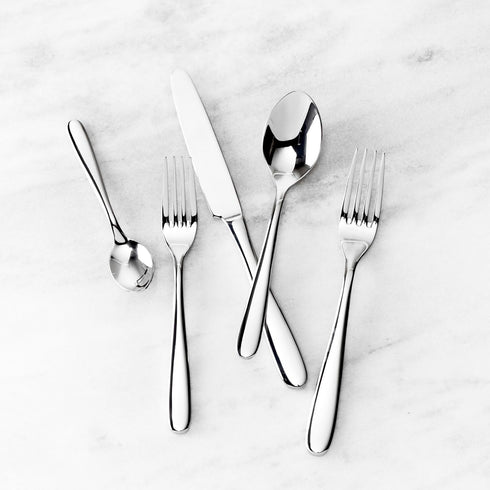 Fortessa Grand City 18/10 Stainless Steel Flatware, 5 Piece Place Setting, Service for 1, Silver