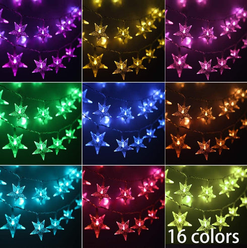 33 Minetom Star String Lights for Bedroom - ft Plug-in Color Changing Star String Lights with Remote and Timer