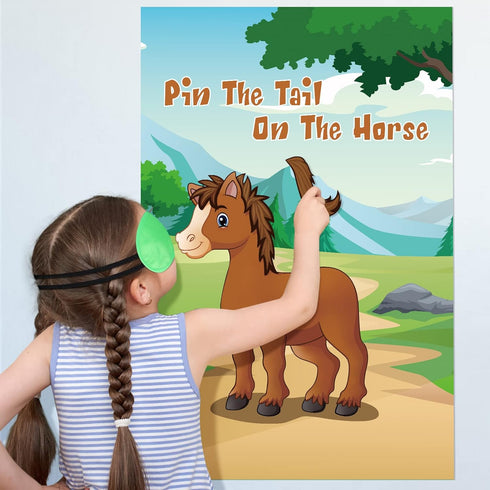 36 Pin The Tail on The Horse Game with Tail Stickers for Cowboy Party Game Toys Boys and Girls Birthday Party