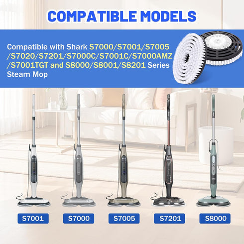Vanclearidea S7000 S8201/S8001/S7201 Models-2 Pack Upgraded Steam Mop Pads for Shark Series - Replacement Brush Heads
