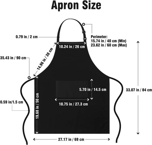 Xornis 2 Pack Adjustable Bib Aprons - 2 Pockets Apron for Women and Men in Black for Kitchen Cooking