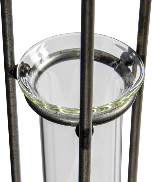Creative Co-Op Small Hanging Metal & Glass Test Tube Vase