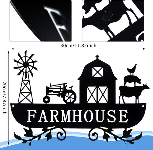 Ferraycle Metal Farmhouse Kitchen Decor, Rustic Farm Sign Windmill Barn Tractor Animal Decor for Nursery