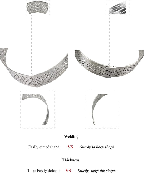 4 Pieces Perforated Tart Ring, 8cm High Grade Stainless Steel Heat-Resistant Cake Dessert Ring, 3.15 Inch Pastry Mold