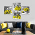 Yellow Rose Wall Pictures for Bedroom: Yellow and Grey Floral Posters, 12x12" 4Pcs, Romantic Flower Canvas Prints