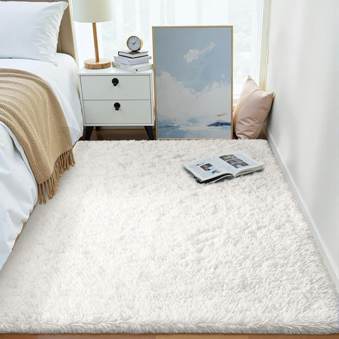 4x5.9 OLANLY Area Rugs for Living Room Bedroom, Machine Washable ft Soft Fluffy Shaggy Bedside Rug, Indoor Floor Carpet