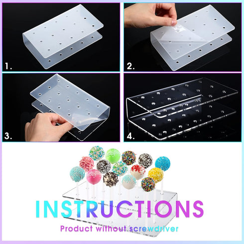 Cake Pop Maker Set, 12-Hole Silicone Cake Pop Mold with Lollipop Sticks, 15-Hole Acrylic Holder, Decorating Pen