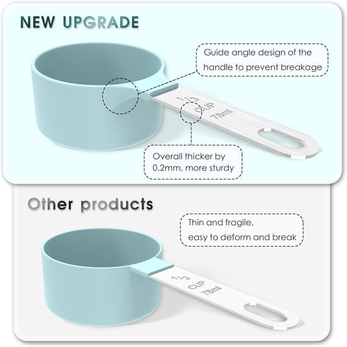 TILUCK Measuring Cups & Spoons Set, Stackable Cups and Spoons, Nesting Measure Cups with Stainless Steel Handle, Kitchen Gadgets for Cooking & Baking (Green)