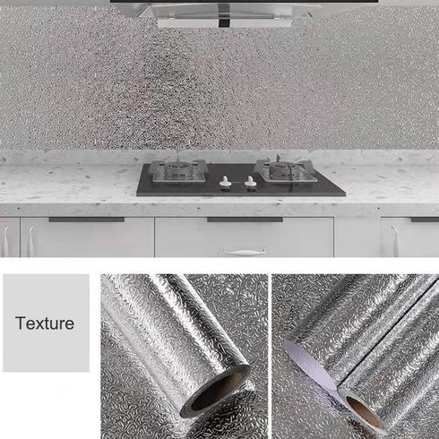 Kitchen Waterproof Oil Proof Aluminum Foil Sticker, Removable Self Adhesive Paper for Countertops (15.7"x197")