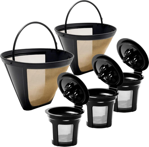 Reusable Coffee Filter for Ninja Dual Brew Coffee Maker, 3 Pack K Cup Pods and 2 Pack Filter for Ninja CFP301