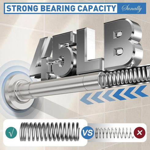 Adjustable Shower Curtain Rod 32-75 Inch, Stainless Steel Spring Tension Telescoping Curtain Rod for Bathroom or Windows