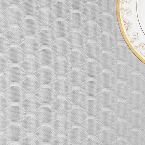 Tektrum Heavy Duty 70 inch Round Elegant Waffle Weave Check Jacquard Tablecloth, Waterproof/Stain Resistant (White)