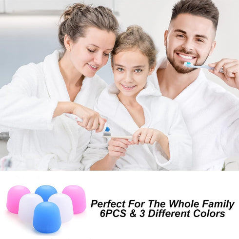 6 Pack Silicone Toothpaste Caps, Tnvee Reusable Dispenser with Organizer Box for Kids and Adults