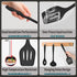 E-far 7-Piece Silicone Cooking Utensils Set, Black Heat Resistant Kitchen Tools, Nonstick Spatula, Ladle, Spoon, Pasta