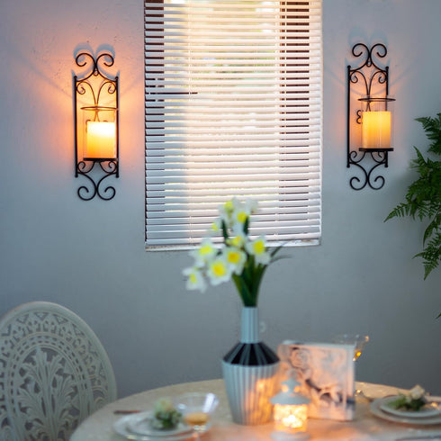 Set 2 Sziqiqi Candle Sconces - of Black Candle Holders for Pillar Contemporary Wall Decorations Sconce Decorative Metal