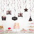 LINGTEER Happy 35th Birthday Decorations, 12 Pcs Black & Rose Gold Foil Swirls Streamer Set for 35 Years Old