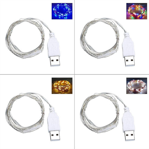 Fidt 9ft 30 LED USB String Lights - Silver Wire Fairy Lights for Wedding, Party, Christmas & Festival Decorations