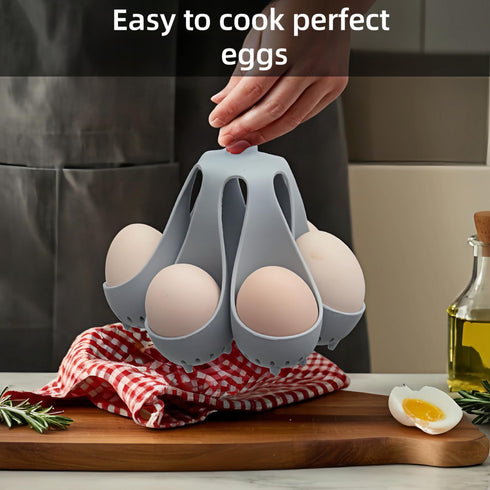 ZXiaJUMCR 6 Silicone Egg Boiler Rack, Freestanding Egg Boiler,egg boiler holder,Silicone Boiled Egg Cooker,Storage
