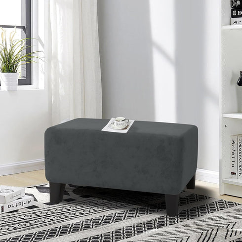 MAXIJIN Velvet Ottoman Slipcover Oversized Stretch Square Rectangle Footstool Slipcover Folding Storage Ottoman Covers