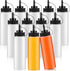 Dandat 12 Pcs Condiment Squeeze Bottles for Sauces 12 oz Plastic Bottles