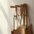 Wooden Hooks with Leather for Wall Mounted Single Hangers, Handmade Craft for Coats, Hat, Bags Rack (3pcs, Oak)