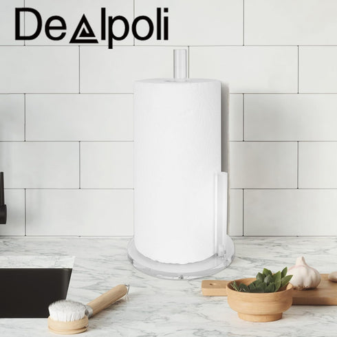 Clear Acrylic Paper Towel Holder, Premium Countertop Dispenser Stand for Kitchen, One-Handed Manipulation (DP014)