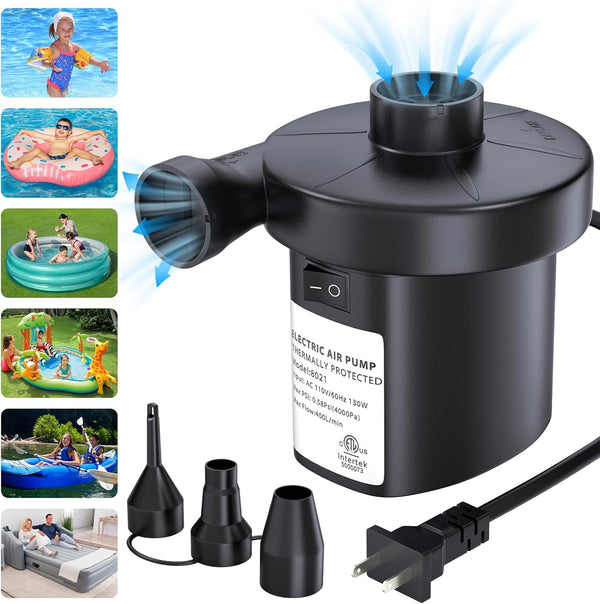 Electric Air Pump for Inflatables, VANNPOOY Portable Air Mattress Pump, Quick Inflate