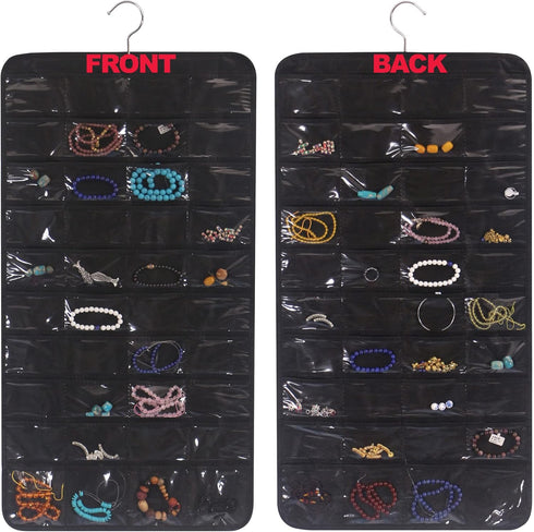 DIOMMELL 80 Pockets Hanging Jewelry Organizer for Women, Storage Bag for Earrings, Necklaces, Bracelets