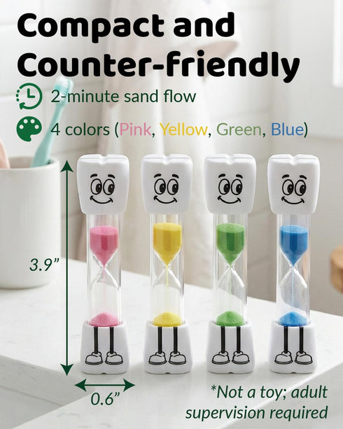 2 Toothbrush Timer for Kids - Minute Sand Timer for Brushing Teeth - Tooth Brush Time Sand Clock - Two Minute Hour