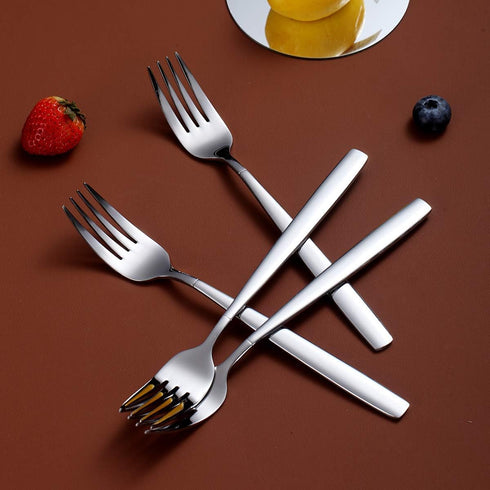 Berglander Dinner Forks Set of 6, Modern Stainless Steel Forks and Spoons Silverware, Forks And Spoons Set