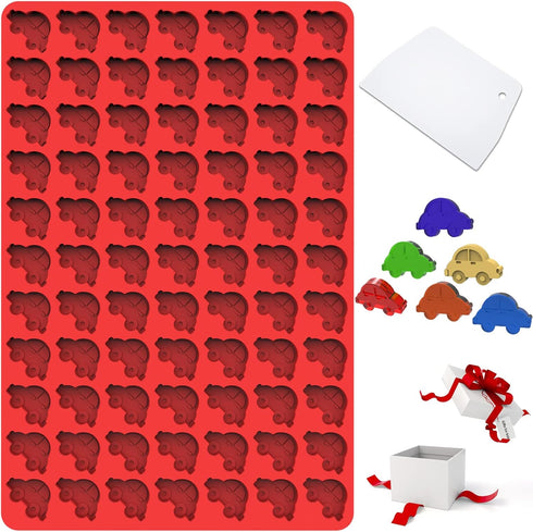Mini Chocolate Candy Molds, 77 Cavities Silicone Mold with Car Shape for Homemade Candy, Chocolate, Gummy