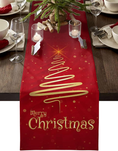 Lilmeme Table Runners 108 inches Long Merry Christmas Tree, Wedding/Coffee Table Runner, Farmhouse