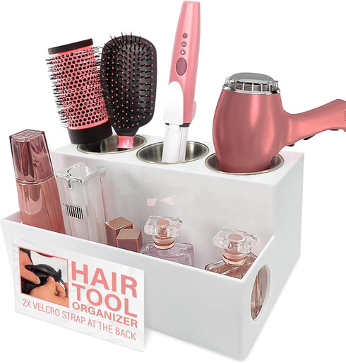 Acrylic Hair Tool Organizer, Hair Dryer Holder for Bathroom Countertop, Vanity Caddy Storage for Accessories