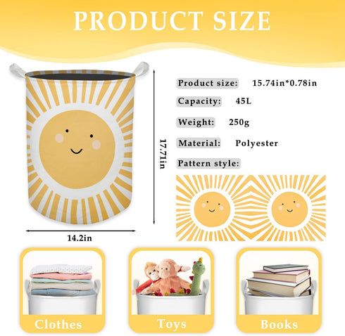 HKTZM Cute Sunshine Laundry Basket, Boho Sunshine Nursery Waterproof Collapsible Laundry Hamper Dirty Clothes Storage