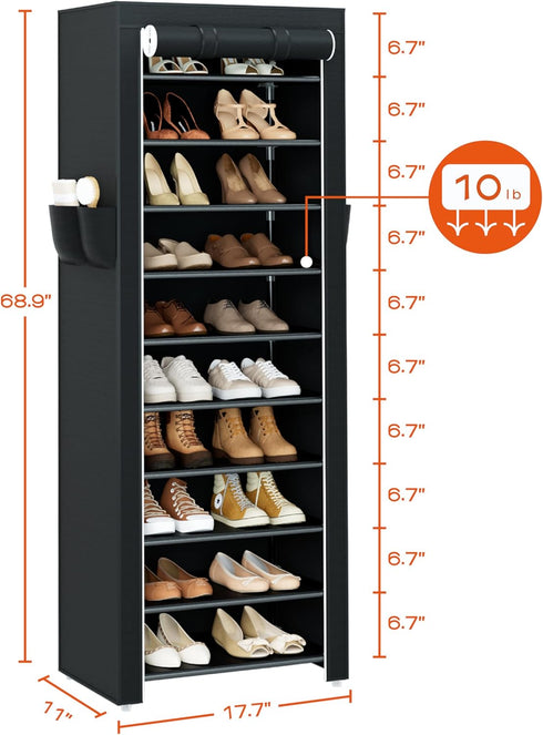 CASAMAYA 10 20 Closet, SRT102B01 Shoe Rack with Covers, Tiers Tall Shoe Rack Organizer, Large Capacity Shoe Shelf