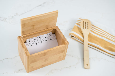 Lipper International Bamboo Wood Recipe Card Box, 7-1/2" x 4-1/2" x 5"